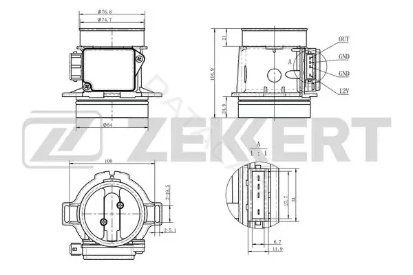 Датчик давления воздуха ZEKKERT SE-1084