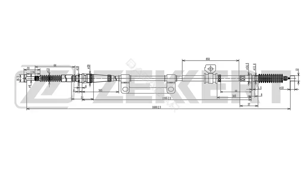 Трос ручника ZEKKERT BZ-1028