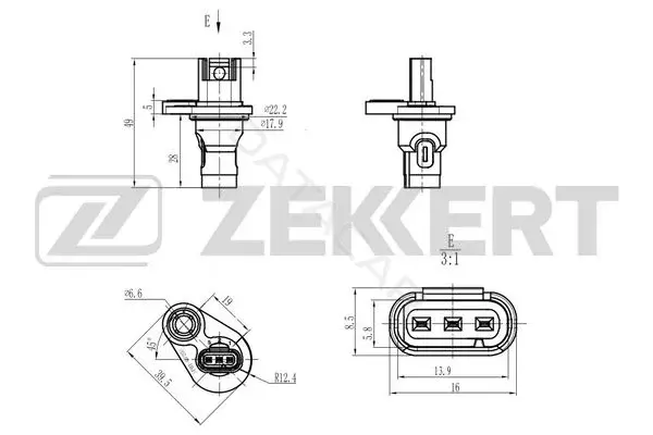 Датчик давления воздуха ZEKKERT SE-5051