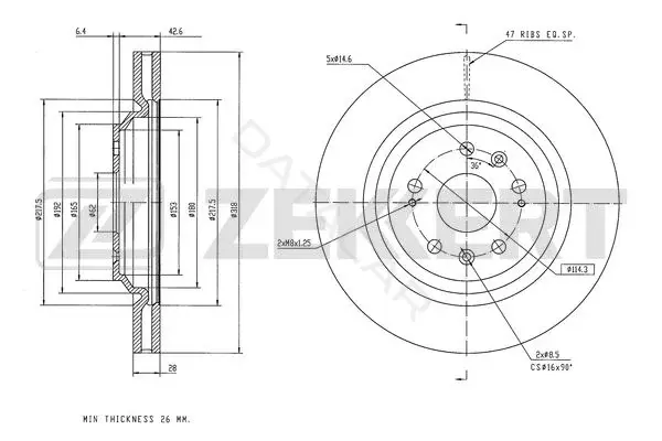 Тормозные диски ZEKKERT BS-6627