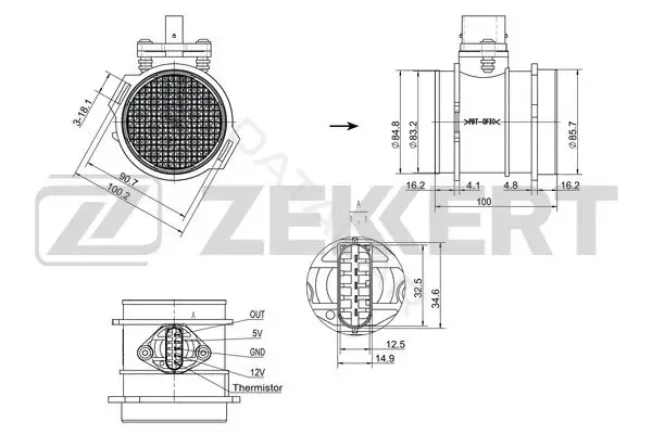 Датчик давления воздуха ZEKKERT SE-1062