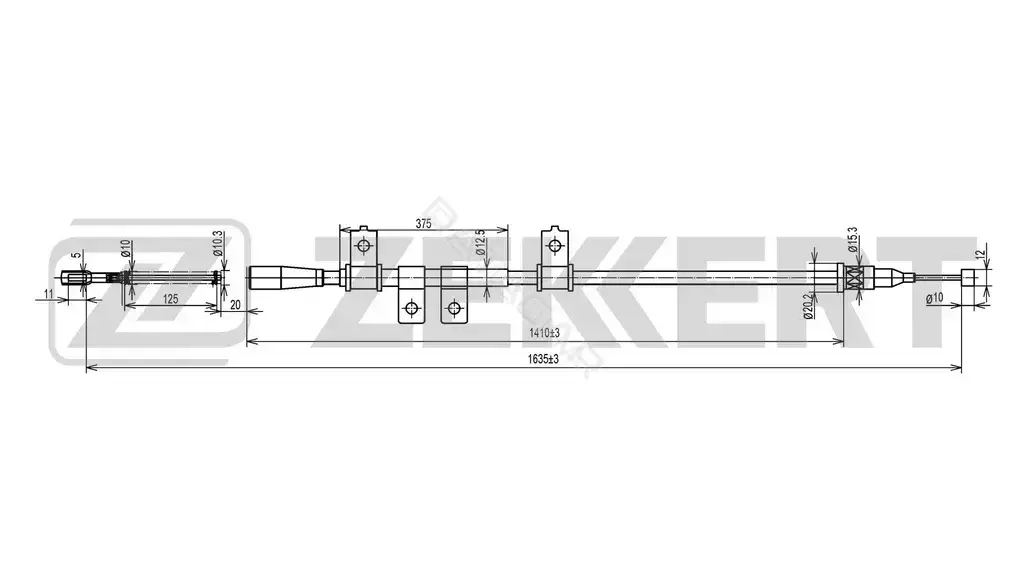 Трос ручника ZEKKERT BZ-1038