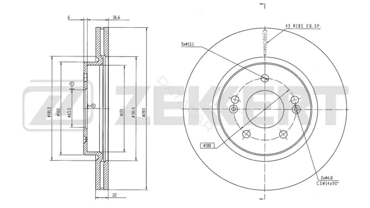 Тормозные диски ZEKKERT BS-6638