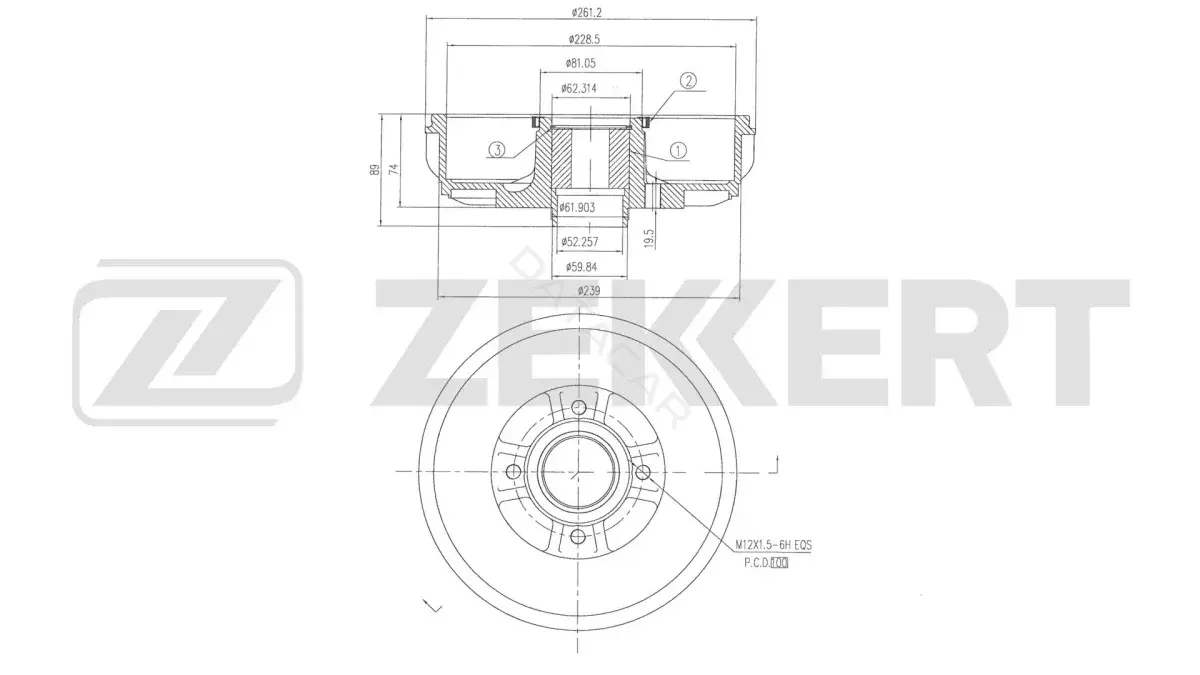 Тормозной барабан ZEKKERT BS-6651