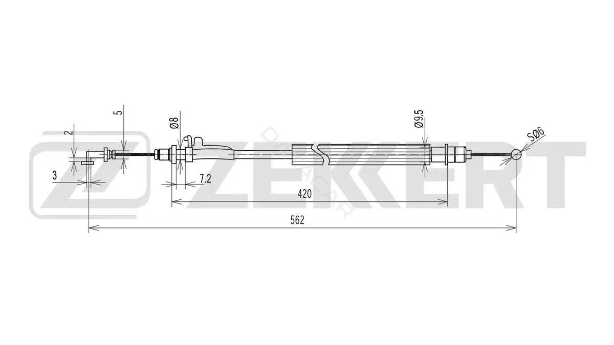 Трос двери ZEKKERT BZ-1400