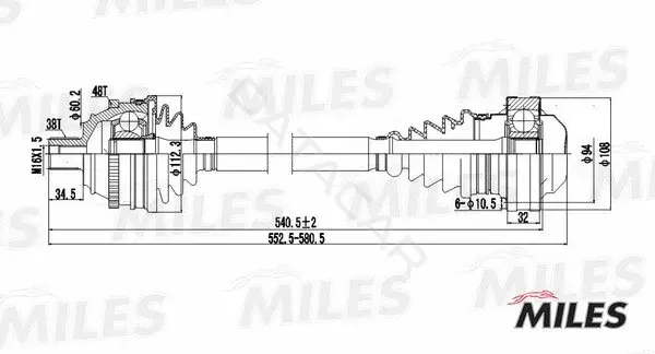 Приводной вал / Полуось MILES GC00139