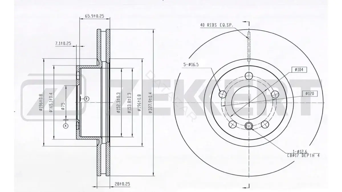 Тормозные диски ZEKKERT BS-6254B