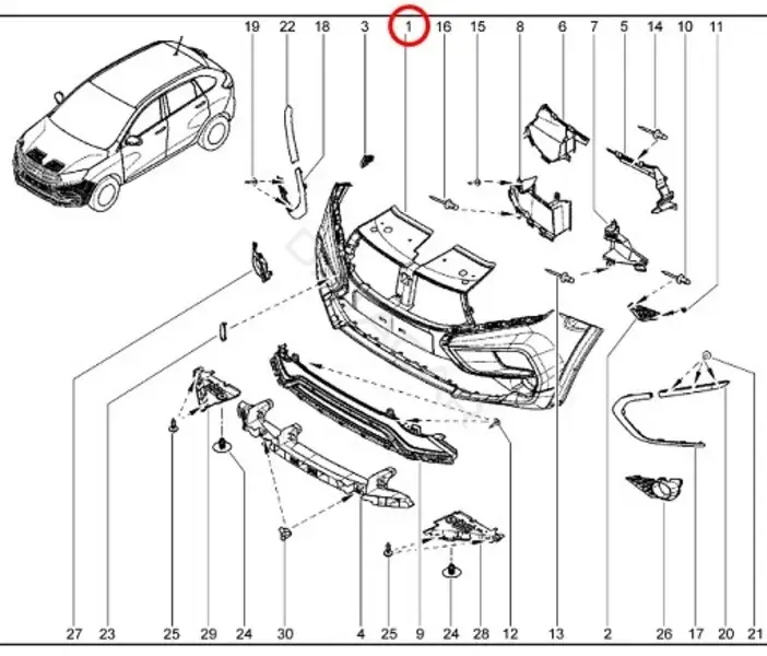 Передний бампер LADA 620228136R