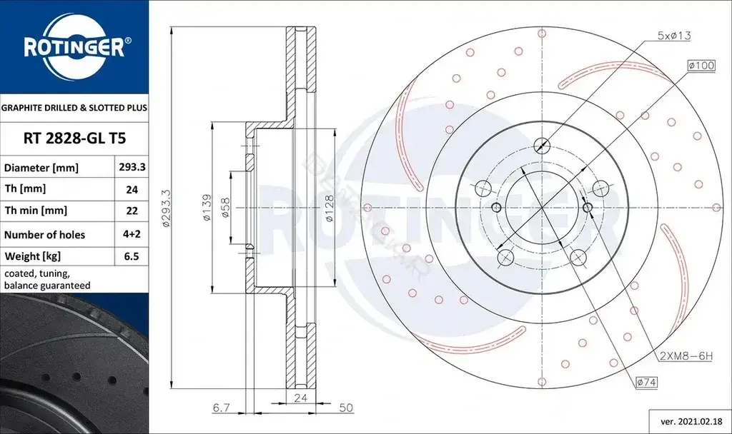 Тормозные диски ROTINGER RT2828-GLT5