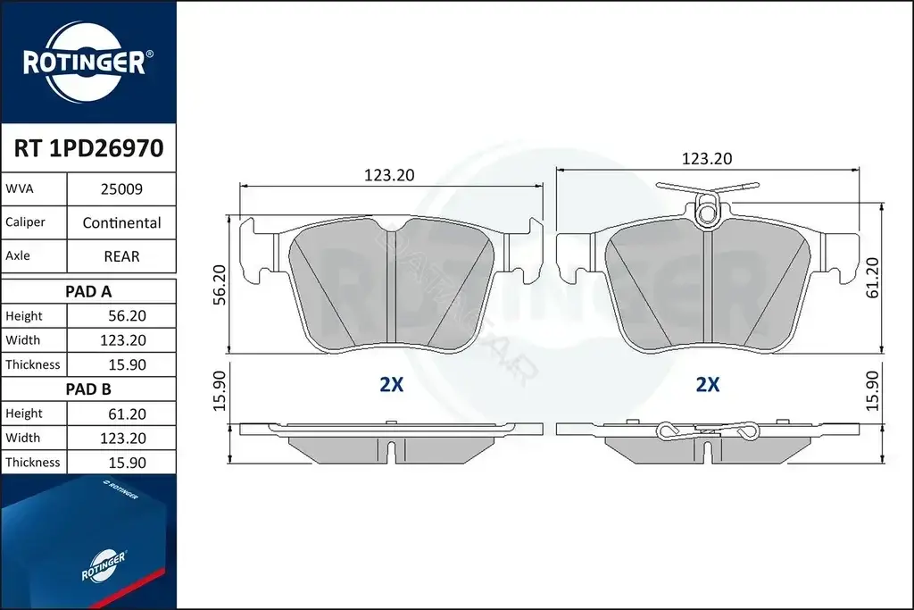 Тормозные колодки ROTINGER RT1PD26970