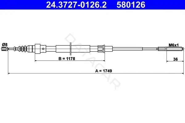 Трос ручника ATE 24.3727-0126.2
