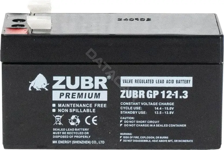 Аккумуляторы и батарейки ZUBR GP12V-1.3Ah