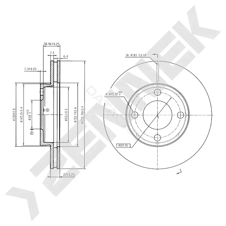 Тормозные диски ZENNEK DBD0043