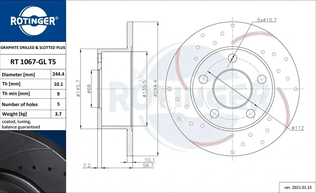 Тормозные диски ROTINGER RT1067-GLT5
