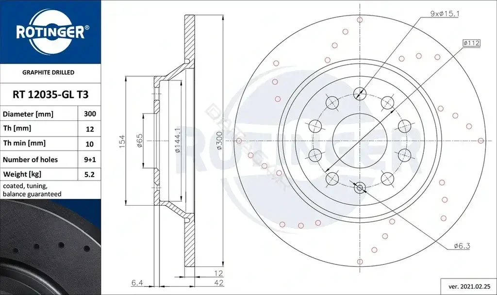 Тормозные диски ROTINGER RT12035-GLT3