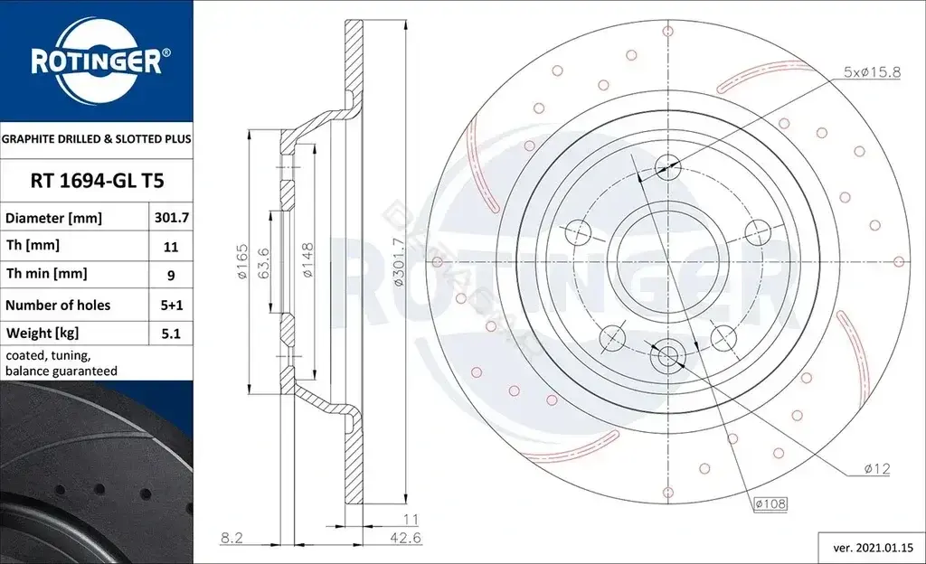 Тормозные диски ROTINGER RT1694-GLT5