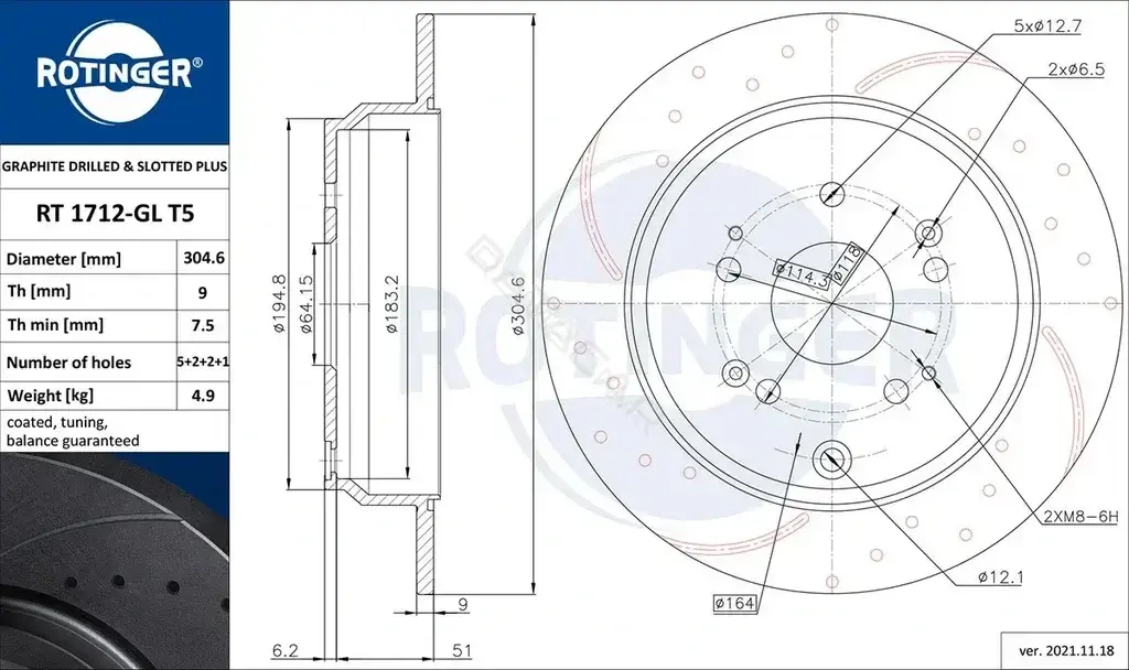 Тормозные диски ROTINGER RT1712-GLT5