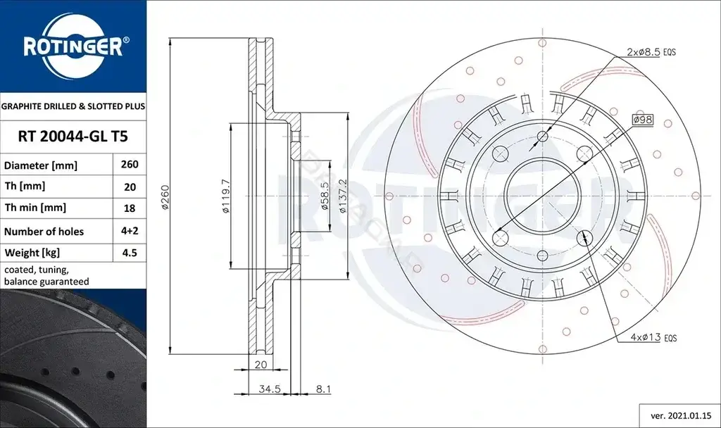 Тормозные диски ROTINGER RT20044-GLT5