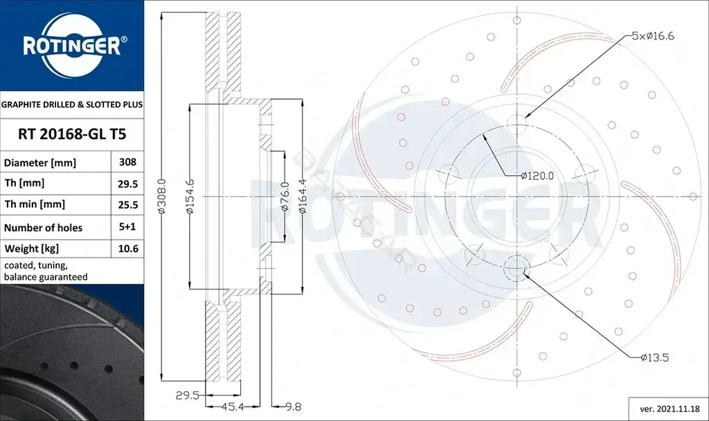 Тормозные диски ROTINGER RT20168-GLT5