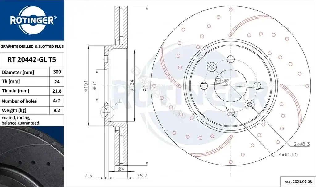 Тормозные диски ROTINGER RT20442-GLT5