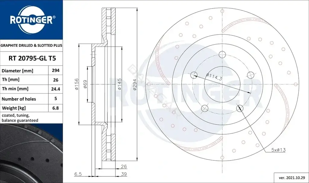 Тормозные диски ROTINGER RT20795-GLT5