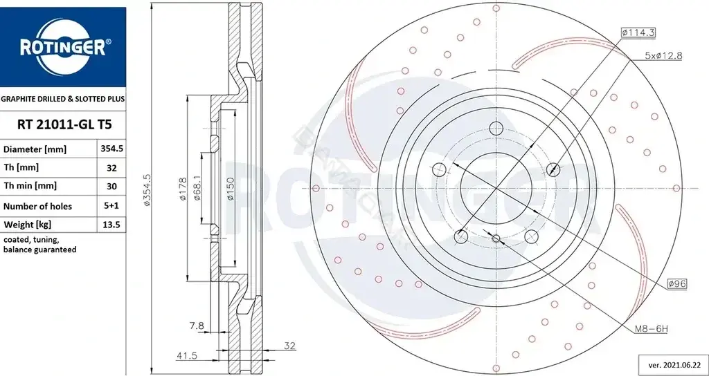 Тормозные диски ROTINGER RT21011-GLT5