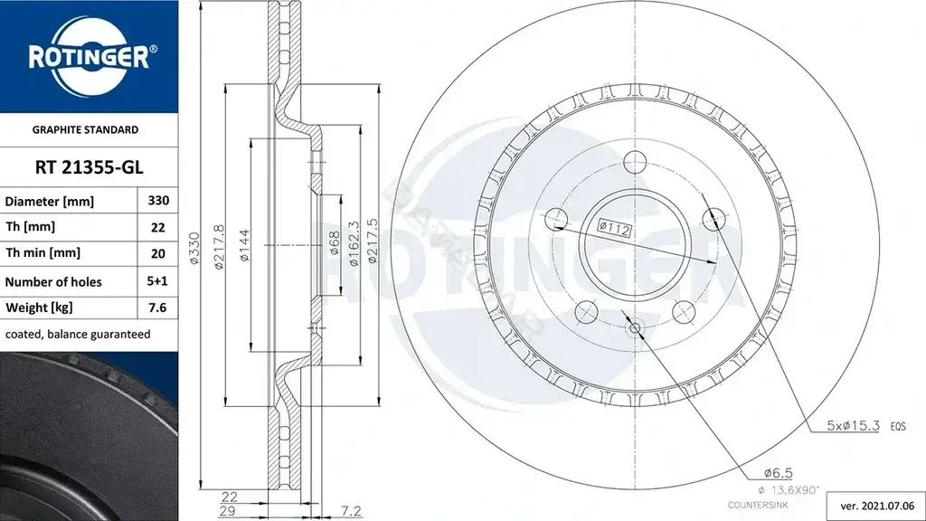 Тормозные диски ROTINGER RT21355-GL