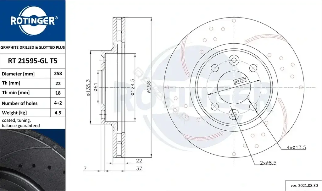 Тормозные диски ROTINGER RT21595-GLT5