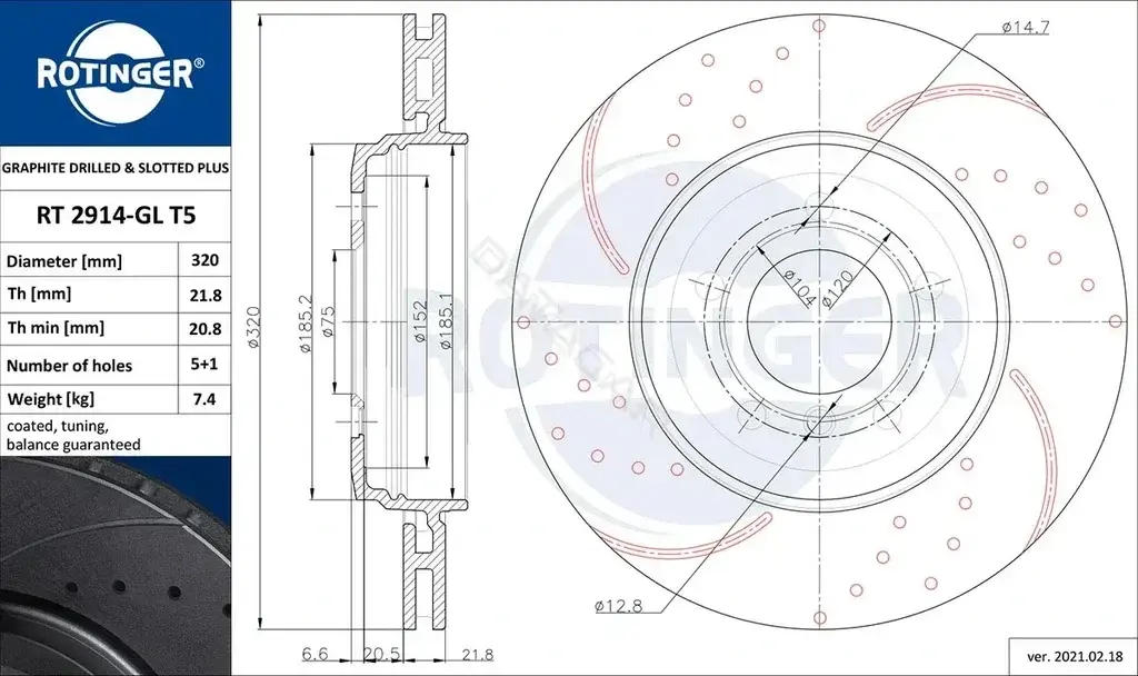 Тормозные диски ROTINGER RT2914-GLT5