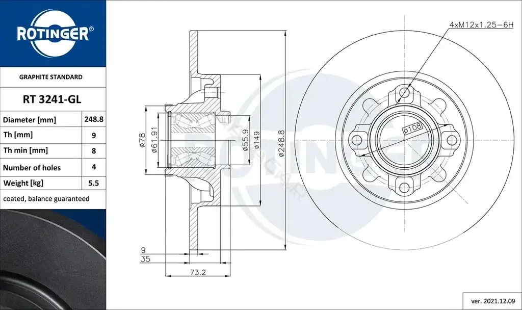 Тормозные диски ROTINGER RT3241BS-GL