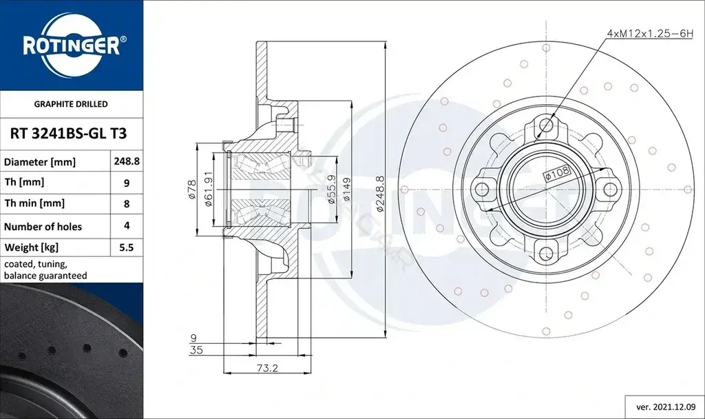 Тормозные диски ROTINGER RT3241BS-GLT3