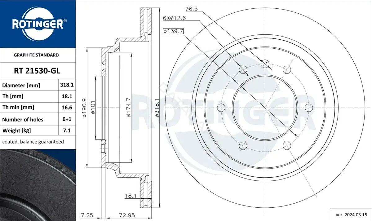 Тормозные диски ROTINGER RT21530-GL
