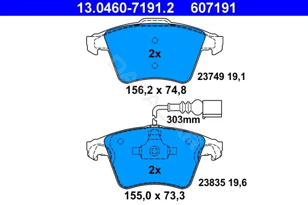 Тормозные колодки ATE 13.0460-7191.2