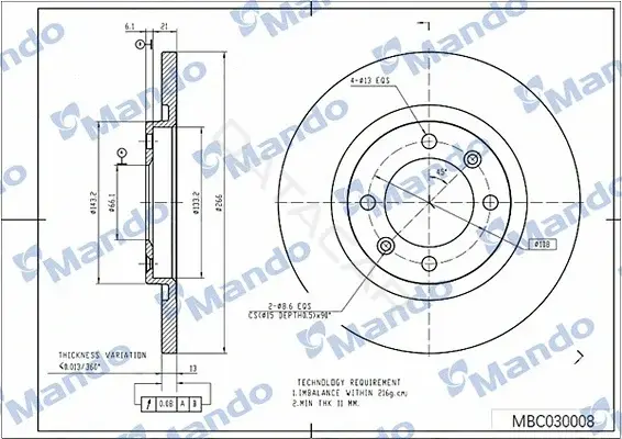 Тормозные диски MANDO MBC030008