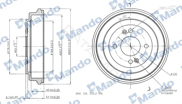 Тормозной барабан MANDO MBD050026