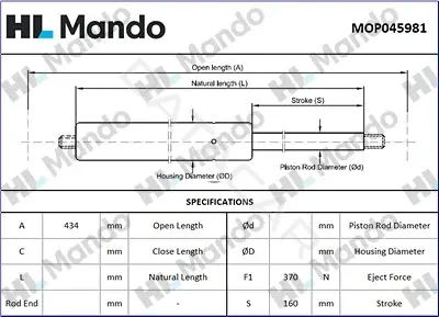 Амортизатор крышки багажника, капота, заднего стекла MANDO MOP045981