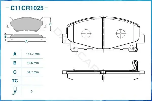 Тормозные колодки CWORKS C11CR1025