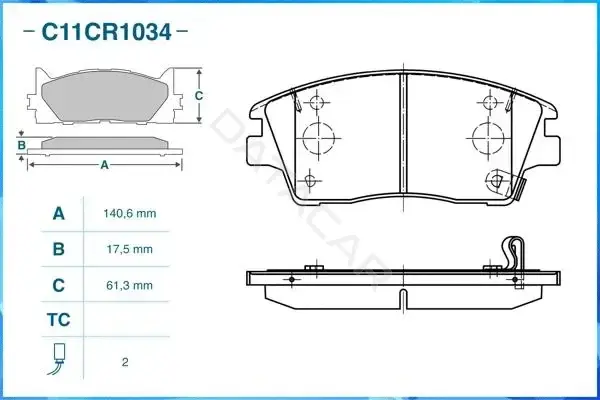 Тормозные колодки CWORKS C11CR1034
