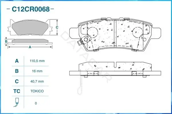 Тормозные колодки CWORKS C12CR0068