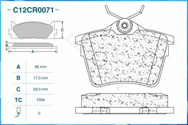 Тормозные колодки CWORKS C12CR0071
