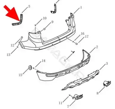 Кронштейн-направляющая бампера GEELY 6044005700