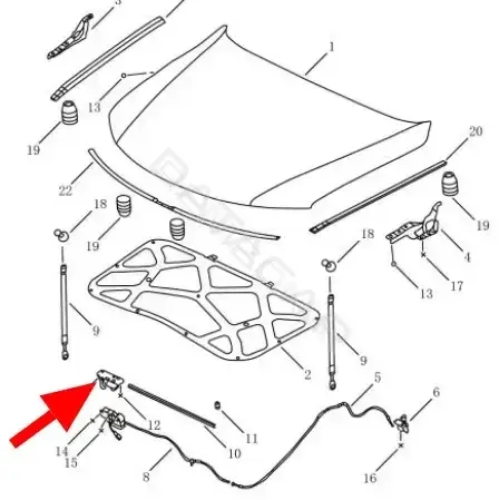 Замок капота GEELY 5032005200661