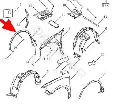 Накладка крыла GEELY 5035041800661