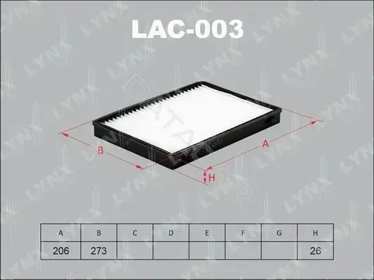 Фильтр салонный LYNXAUTO LAC-003