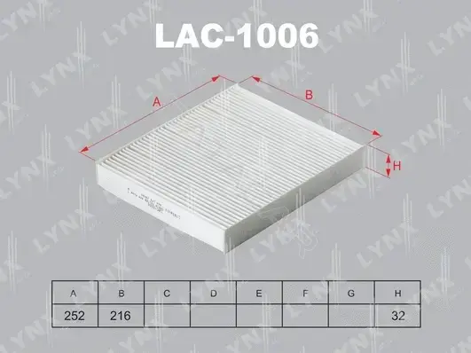 Фильтр салонный LYNXAUTO LAC-1006