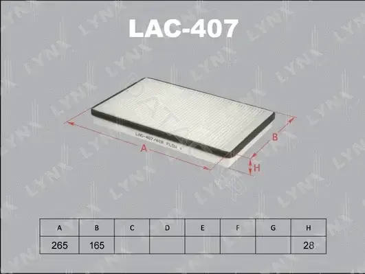Фильтр салонный LYNXAUTO LAC-407