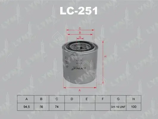 Масляный фильтр LYNXAUTO LC-251
