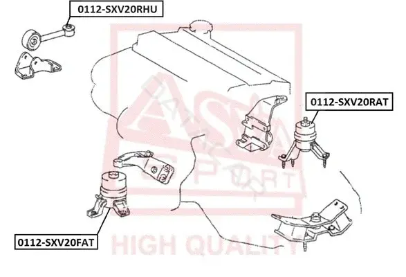 Подушка двигателя (Опора) ASVA 0112-SXV20FAT