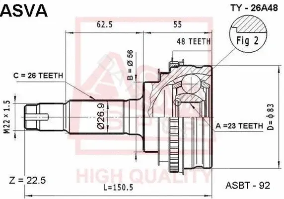 Шрус ASVA TY-26A48