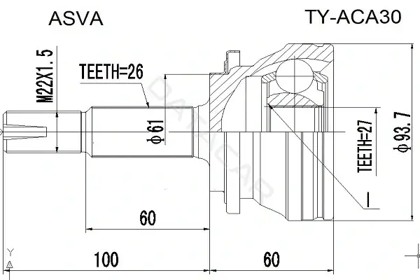 Шрус ASVA TY-ACA30